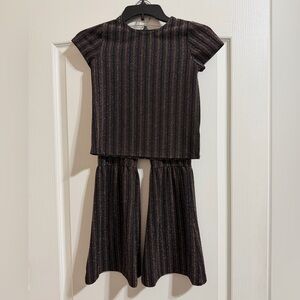 Girls Art Class Black and Gold Glitter Stripe Set